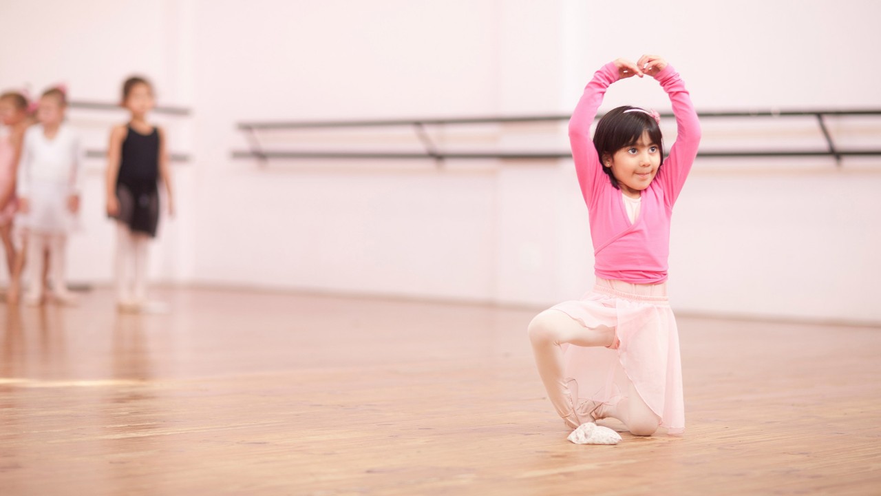 A little girl doing ballet; image used for HSBC future smart page.