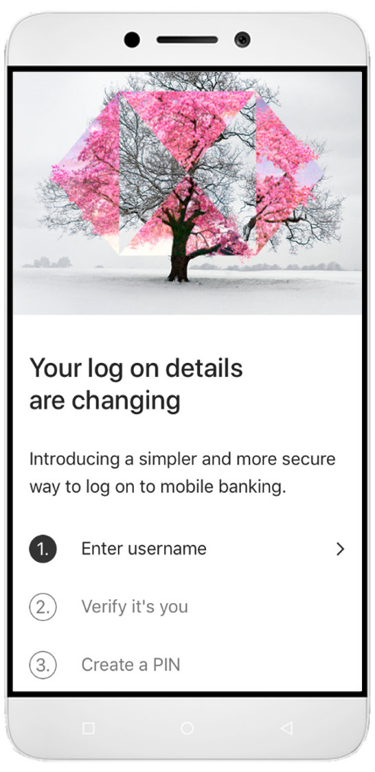HSBC Mobile banking app log on interface