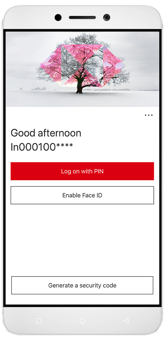 HSBC Mobile Banking App log on interface