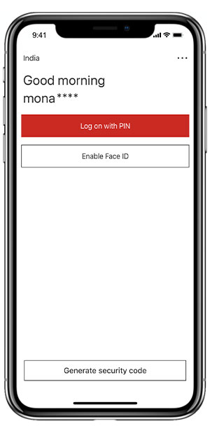 HSBC Mobile Banking App log on interface